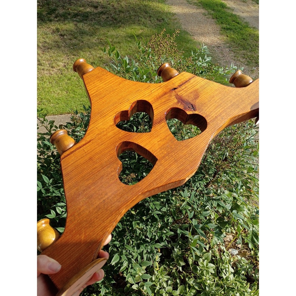 Vintage Cottage Core Heart Wood Candelabra Stick Holder 20.5"